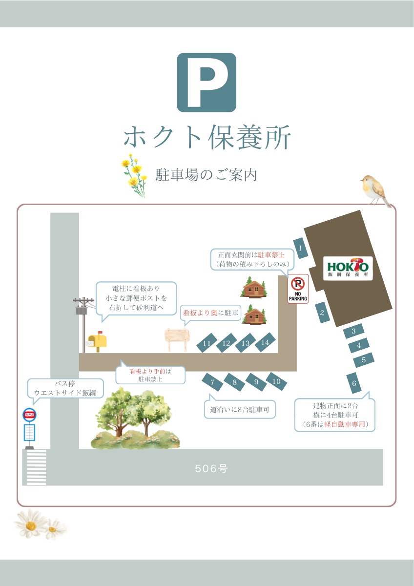 ホクト飯綱保養所 駐車場案内マップ